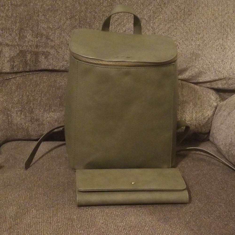 Universal thread faux leather backpack and wallet
